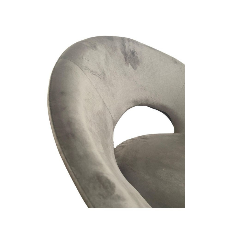 Poltroncina Etere in velluto grigio con gambe in metallo dorato set 2 pezzi