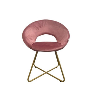 Zoom Poltroncina Etere in velluto rosa con gambe in metallo dorato set 2 pezzi