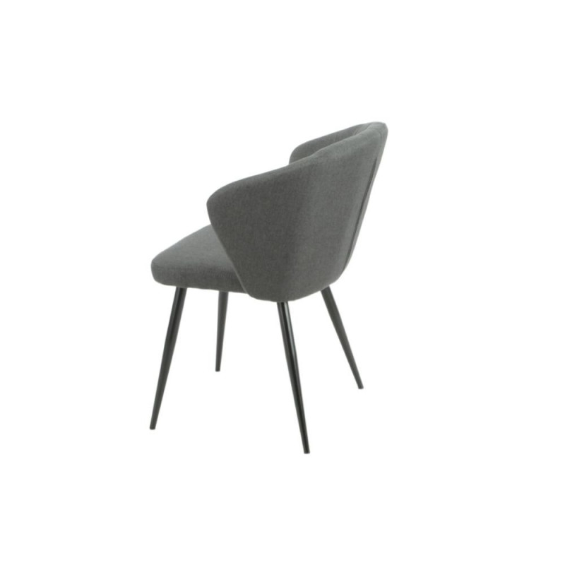 Sedia Krid tessuto grigio scuro e piedi metallo nero set 2 pezzi