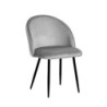 Sedia Despina in tessuto colore grigio e gambe in metallo nero set 4 pezzi