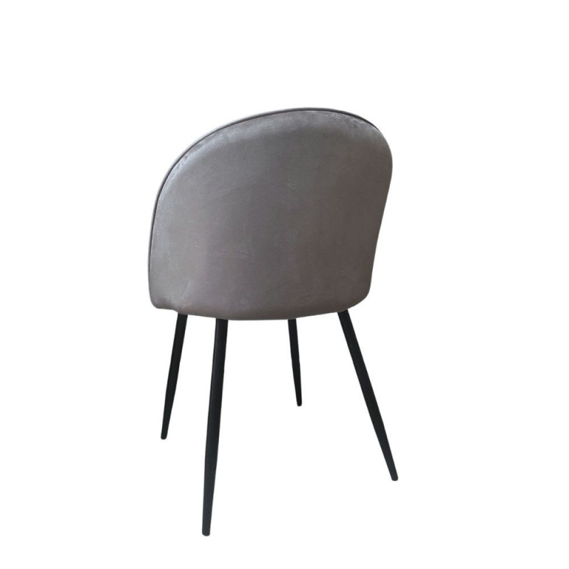 Sedia Despina in tessuto colore grigio e gambe in metallo nero set 4 pezzi