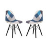 Sedia Perdita in tessuto patchwork con gambe in legno con supporto in metallo nero set 4 pezzi