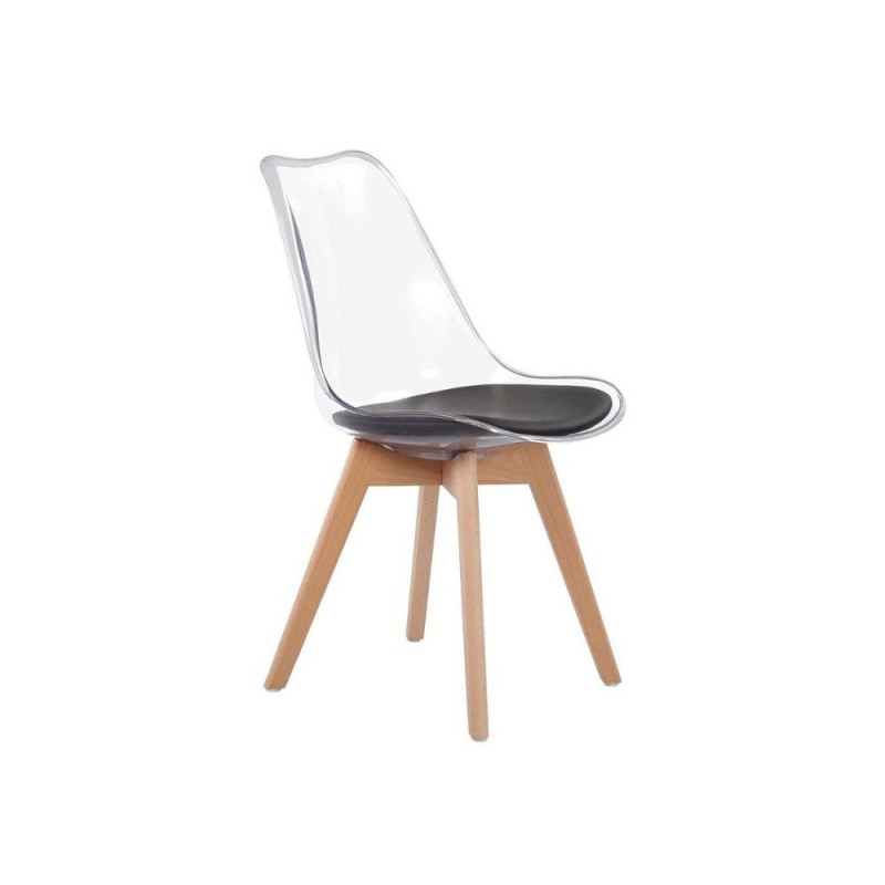 Sedia Tebe in PET trasparente e gambe in legno set 4 pezzi
