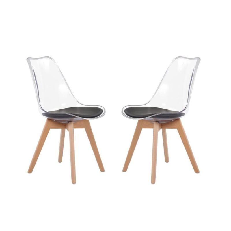 Sedia Tebe in PET trasparente e gambe in legno set 4 pezzi