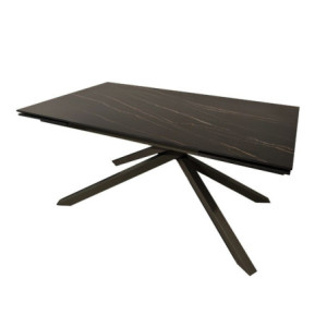 Zoom Tavolo allungabile Nefti con top in ceramica colore nero-oro opaco con gambe grigie