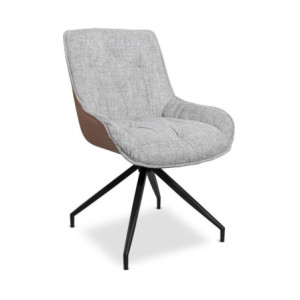 Zoom Sedia da pranzo Agora grigio chiaro con schienale in ecopelle aragosta e gambe nere con base fissa set 2 pezzi