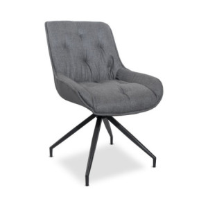 Zoom Sedia da pranzo Agora colore grigio con schienale in ecopelle grigio scuro e gambe nere con base fissa set 2 pezzi