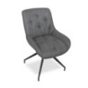 Sedia da pranzo Agora colore grigio con schienale in ecopelle grigio scuro e gambe nere con base fissa set 2 pezzi