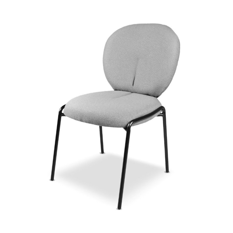 Sedia da pranzo Sirio tessuto teddy grigio set 2 pezzi