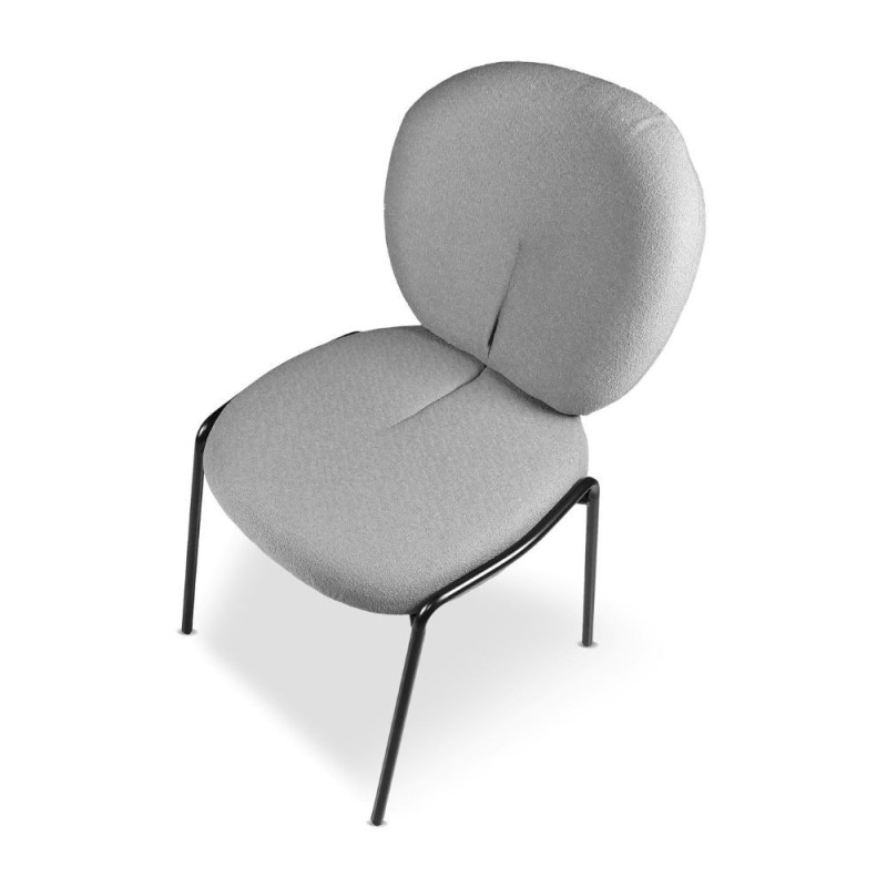 Sedia da pranzo Sirio tessuto teddy grigio set 2 pezzi