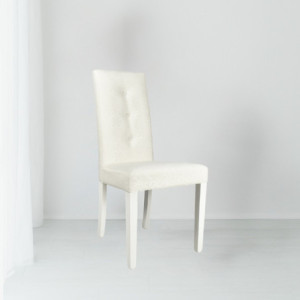 Sedia Montecarlo 3 bottoni tessuto bianco e decoro floreale set 2 pezzi