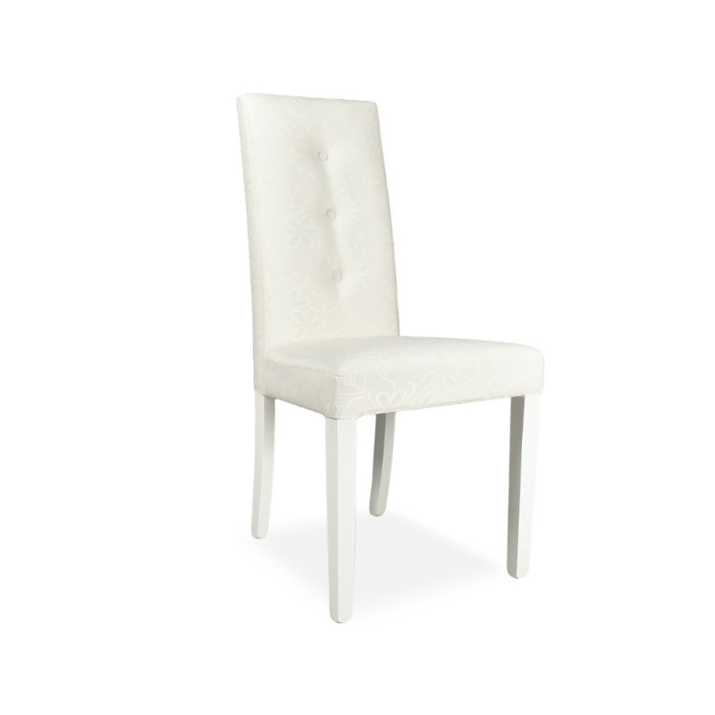 Sedia Montecarlo 3 bottoni tessuto bianco e decoro floreale set 2 pezzi