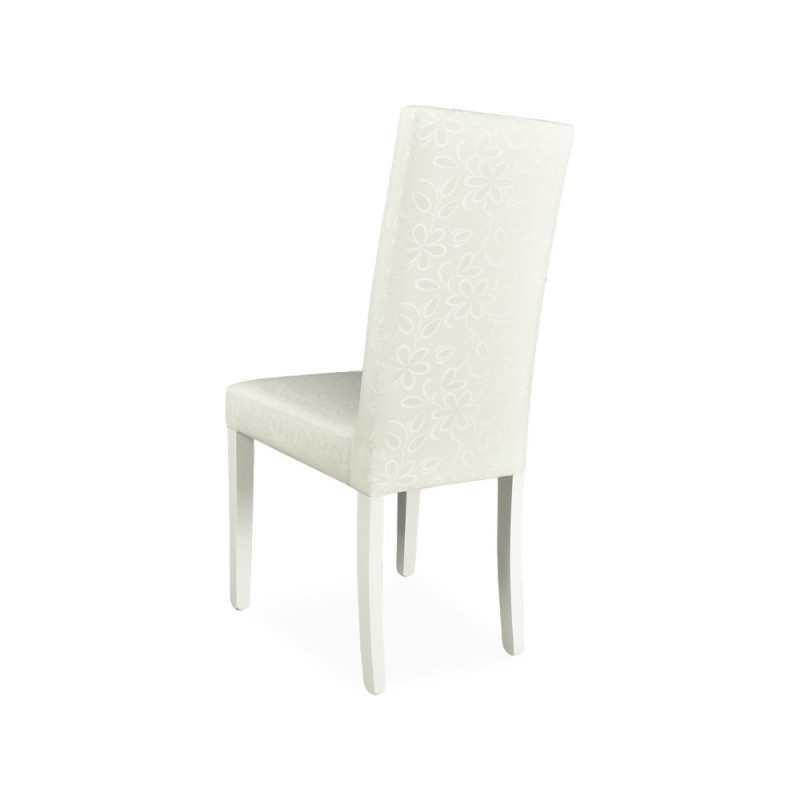 Sedia Montecarlo 3 bottoni tessuto bianco e decoro floreale set 2 pezzi