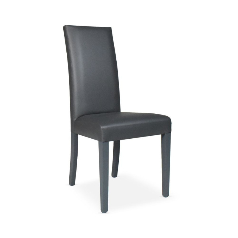 Sedia Nancy in ecopelle grigia antracite con gambe in tinta 2 pezzi