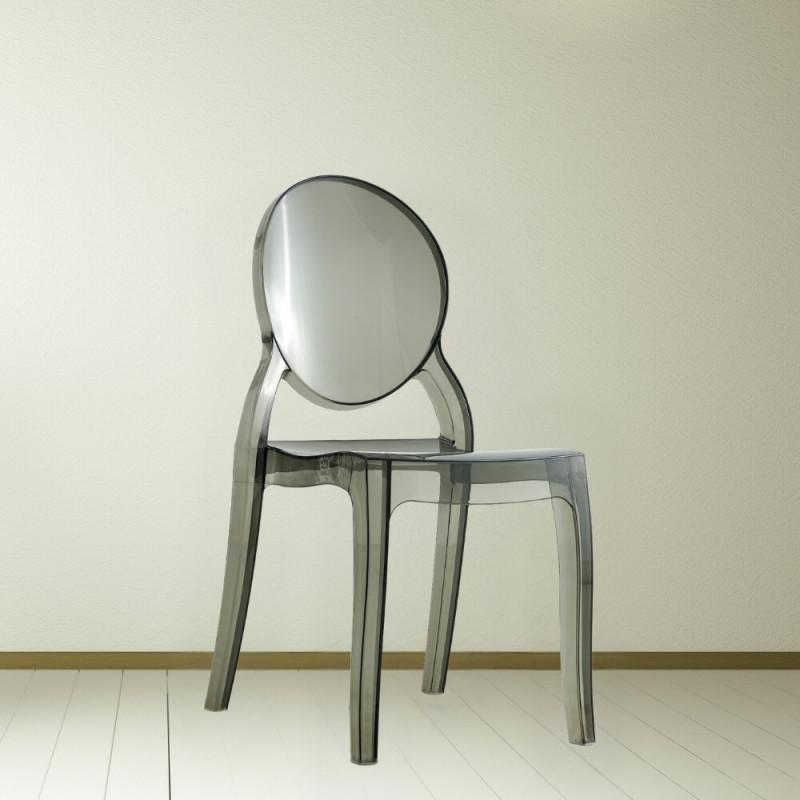 Sedia Ematite in policarbonato 44x55xH90 cm. colore fumè set 4 pezzi