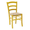 Sedia Venezia colore anilina giallo in legno di faggio con seduta in paglia set 2 pezzi