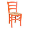 Sedia Venezia colore anilina arancio in legno di faggio con seduta in paglia set 2 pezzi