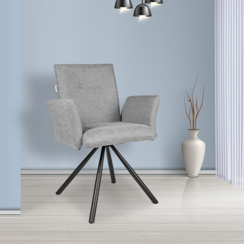 Sedia imbottita girevole Mosaic in tessuto colore grigio set 2 pezzi