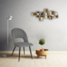 Sedia Lunetta imbottita in tessuto grigio con gambe nere set 2 pezzi