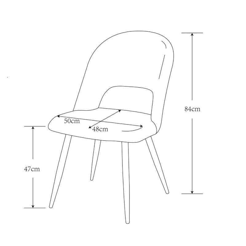 Sedia Lunetta imbottita in tessuto grigio con gambe nere set 2 pezzi