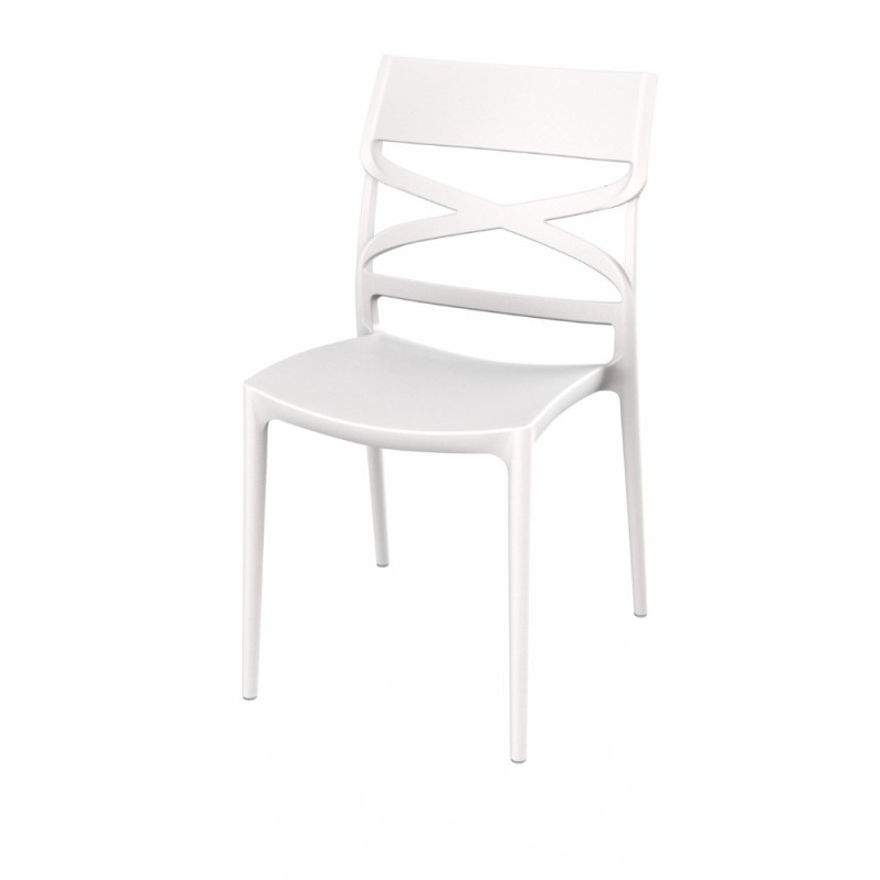 Sedia Flow in polipropilene rinforzata con fibra di vetro colore bianco set 4 pezzi
