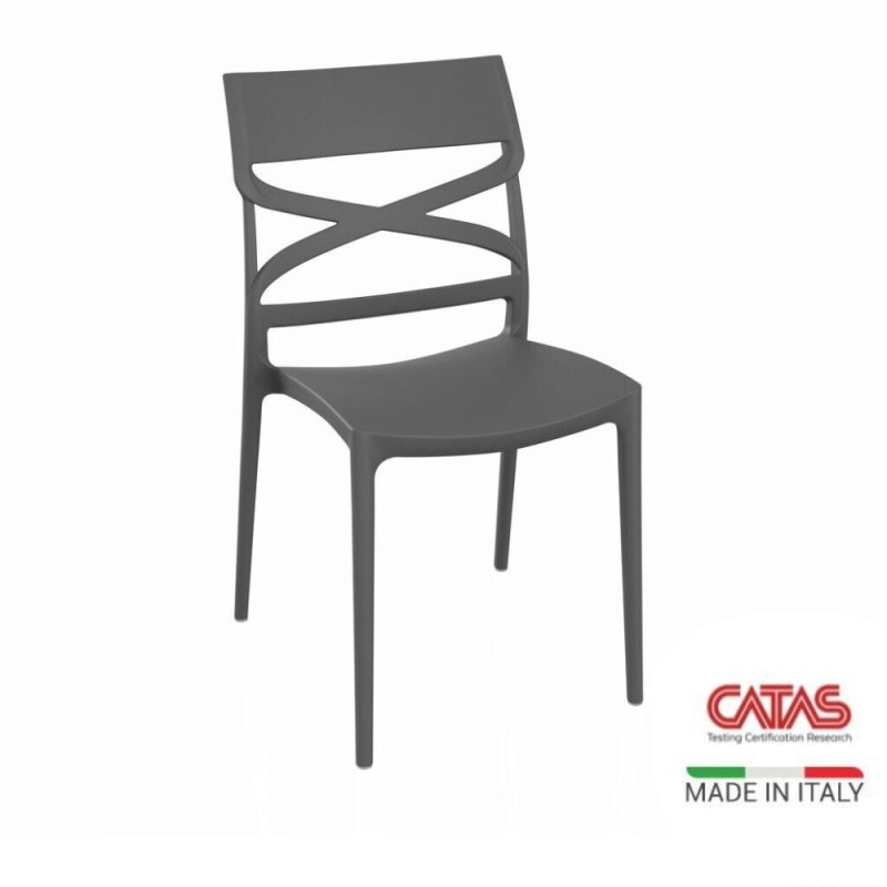 Sedia Flow in polipropilene rinforzata con fibra di vetro colore bianco set 4 pezzi