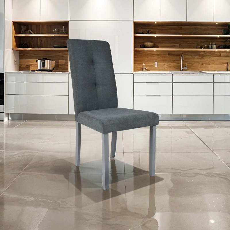 Sedia Eric in legno colore grigio con seduta in tessuto grigio set 2 pezzi