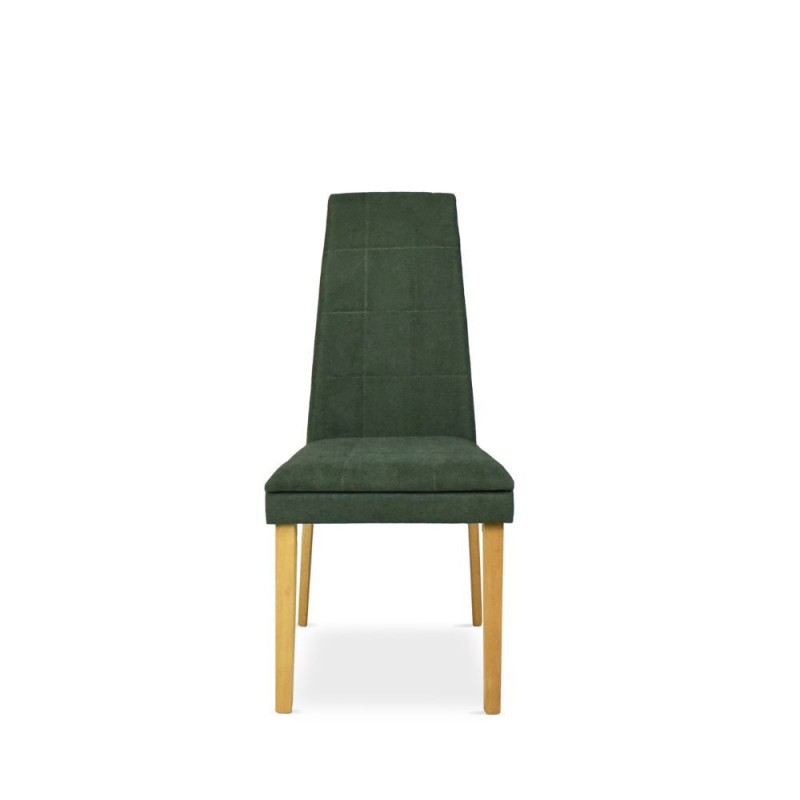 Sedia Tim in legno colore rovere e seduta in tessuto verde set 2 pezzi