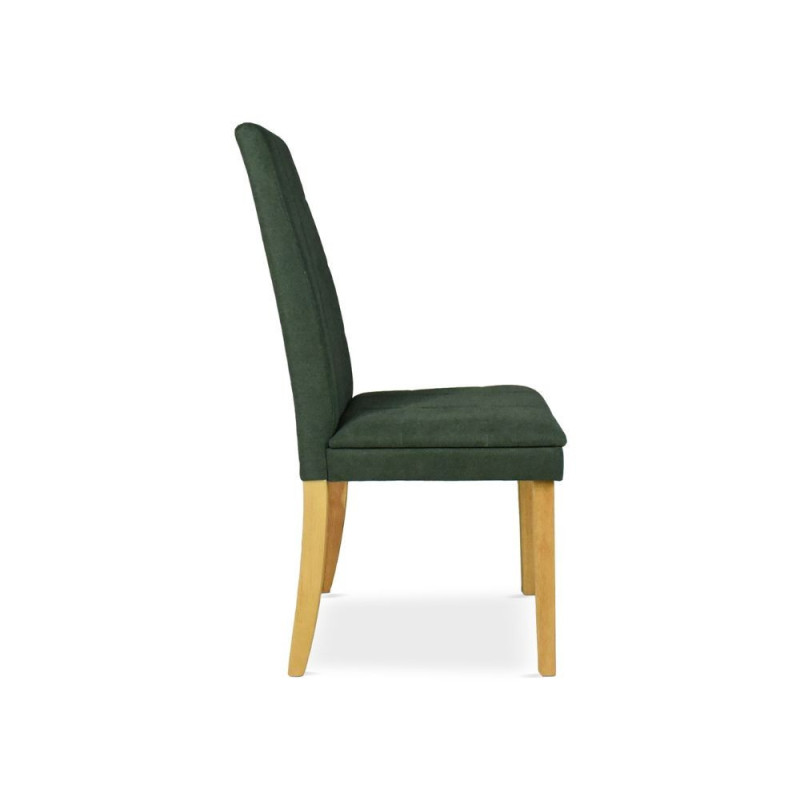 Sedia Tim in legno colore rovere e seduta in tessuto verde set 2 pezzi