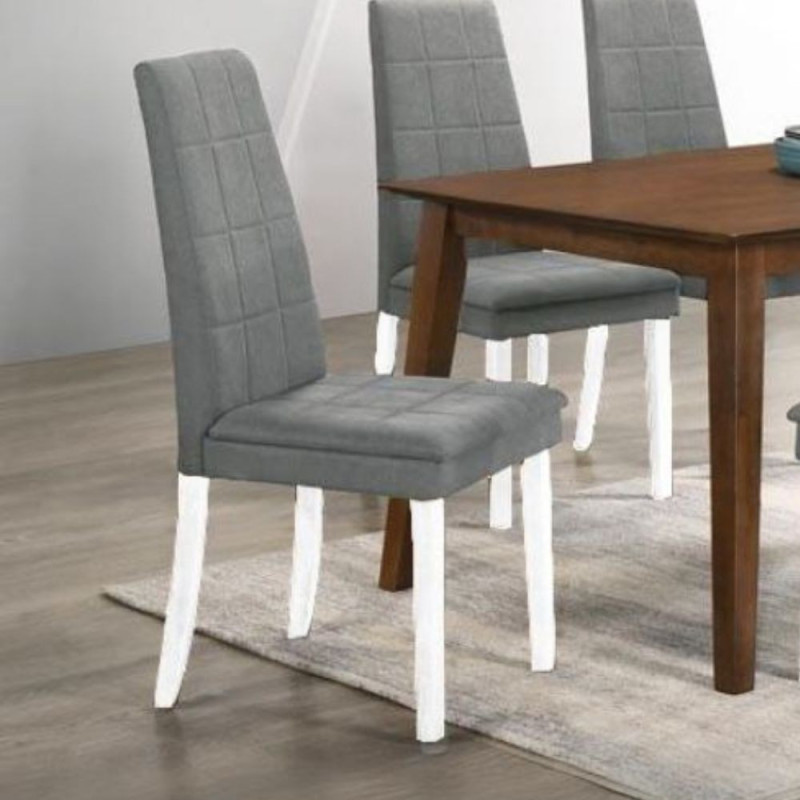 Sedia Tim in legno colore bianco e seduta in tessuto grigio set 2 pezzi