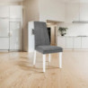 Sedia Tim in legno colore bianco e seduta in tessuto grigio set 2 pezzi