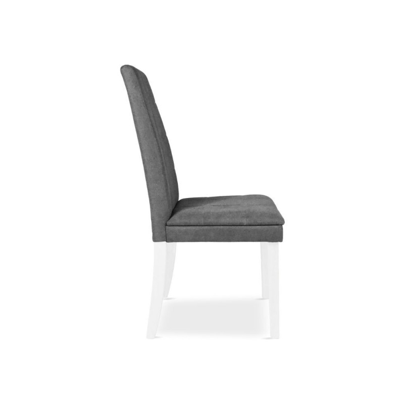 Sedia Tim in legno colore bianco e seduta in tessuto grigio set 2 pezzi