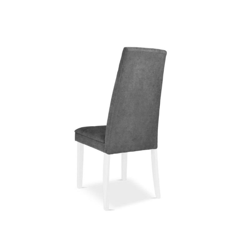 Sedia Tim in legno colore bianco e seduta in tessuto grigio set 2 pezzi
