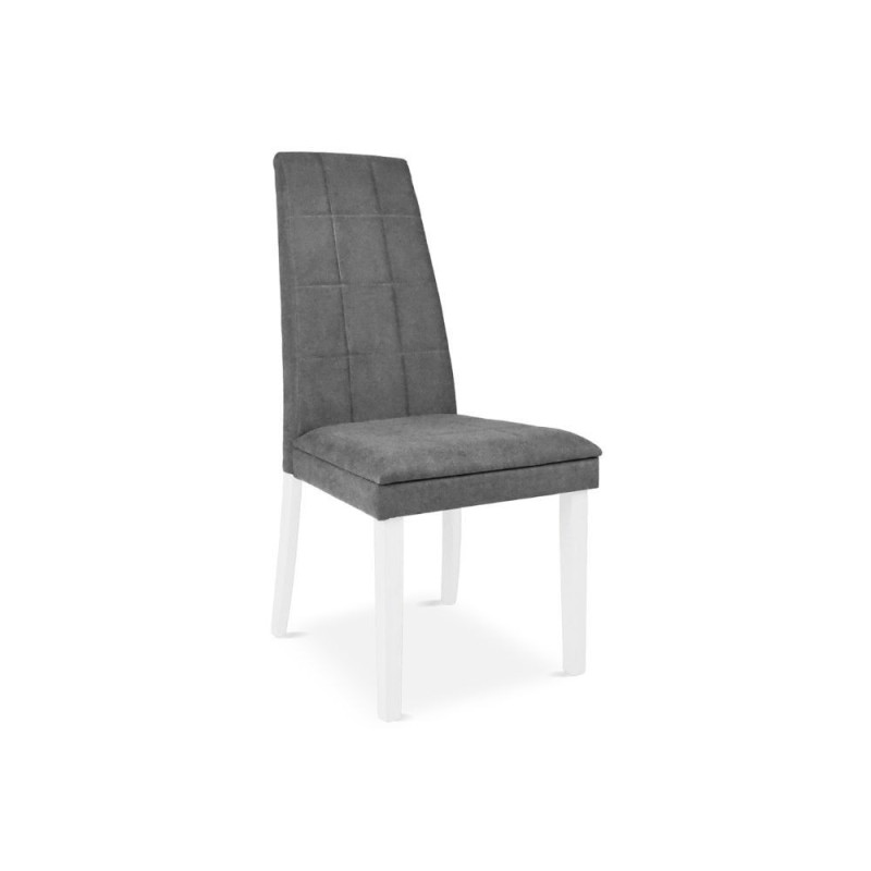 Sedia Tim in legno colore bianco e seduta in tessuto grigio set 2 pezzi