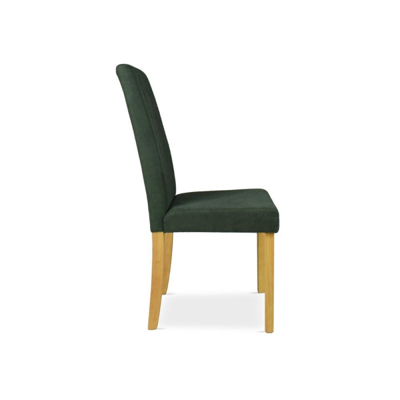 Sedia Tom in legno colore rovere con seduta in tessuto colore verde set 2 pezzi