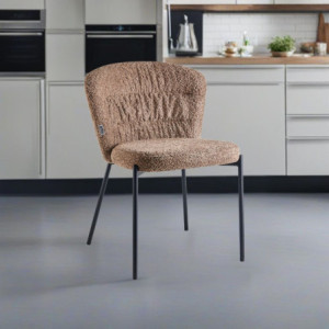 Sedia imbottita Cami in tessuto teddy tortora set 4 pezzi