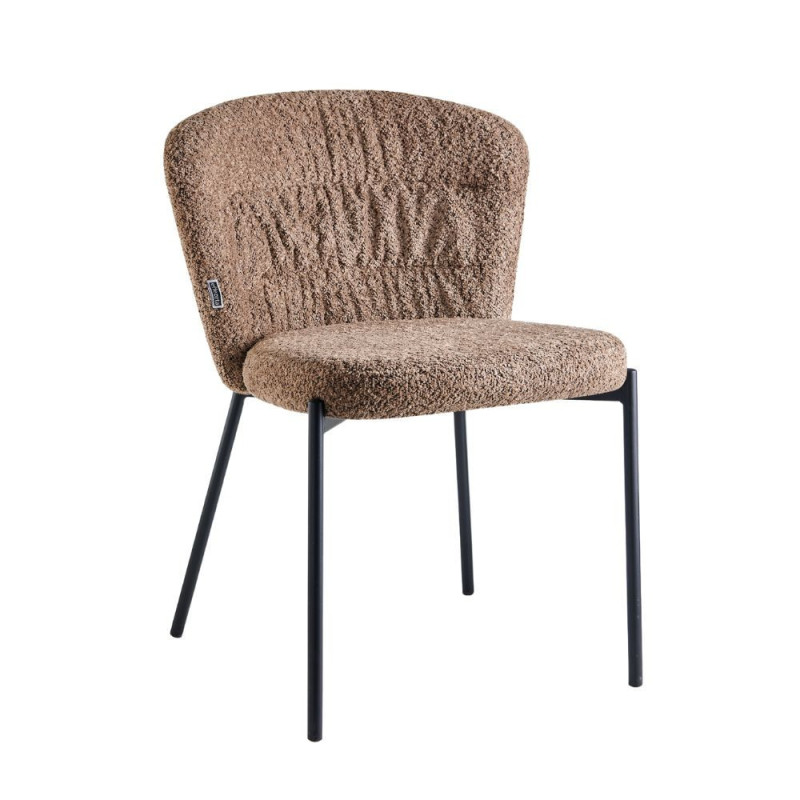 Sedia imbottita Cami in tessuto teddy tortora set 4 pezzi