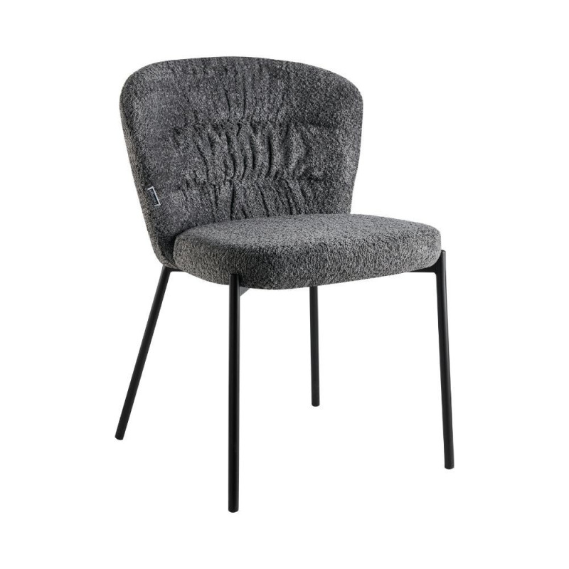 Sedia imbottita Cami in tessuto teddy grigio set 4 pezzi