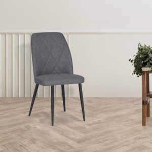 Sedia Vika in tessuto Nordic 15 grigio con piedini neri set 4 pezzi