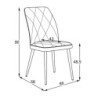 Sedia Vika in tessuto Nordic 15 grigio con piedini neri set 4 pezzi