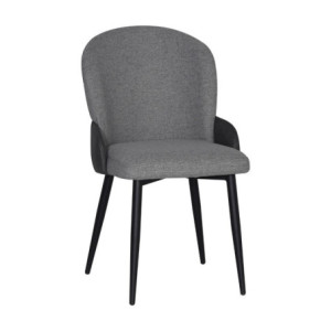 Zoom Sedia Simo in tessuto Nordic 16 grigio chiaro con dettaglio posteriore in nabuk Uras 10 antracite e gambe nere set 2 pezzi