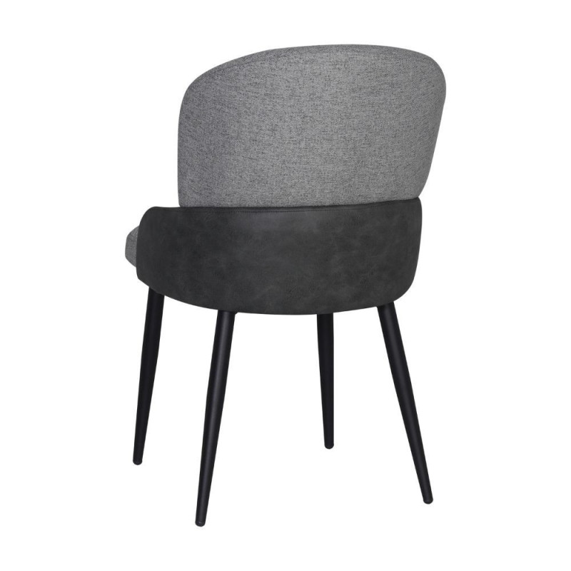Sedia Simo in tessuto Nordic 16 grigio chiaro con dettaglio posteriore in nabuk Uras 10 antracite e gambe nere set 2 pezzi