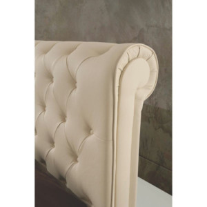 Zoom Letto matrimoniale imbottito Peninsula con contenitore in ecopelle crema