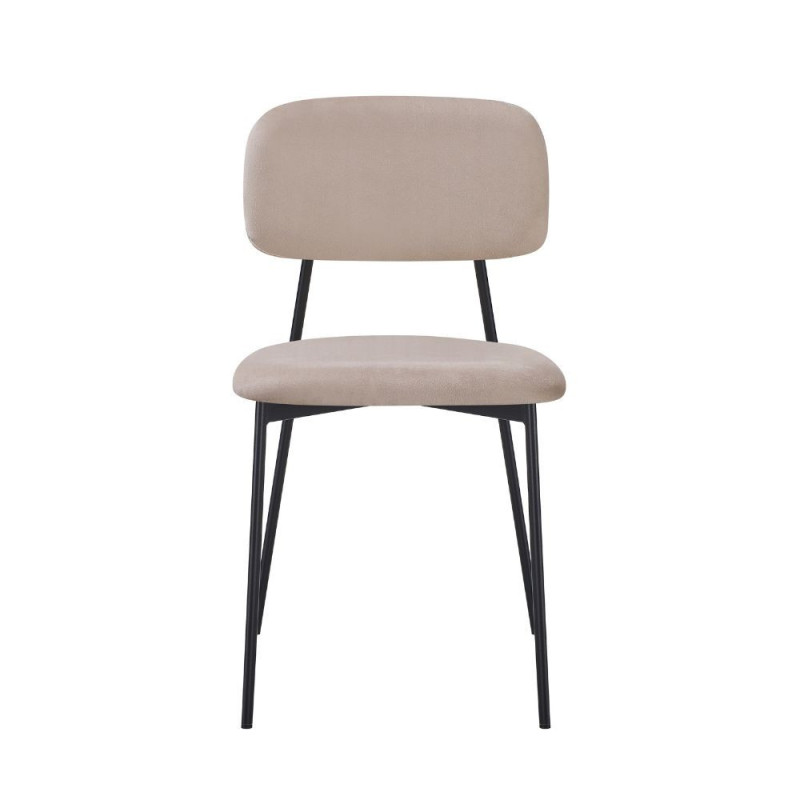 Sedia Shen in vellutino colore taupe e struttura in metallo nero set 4 pezzi