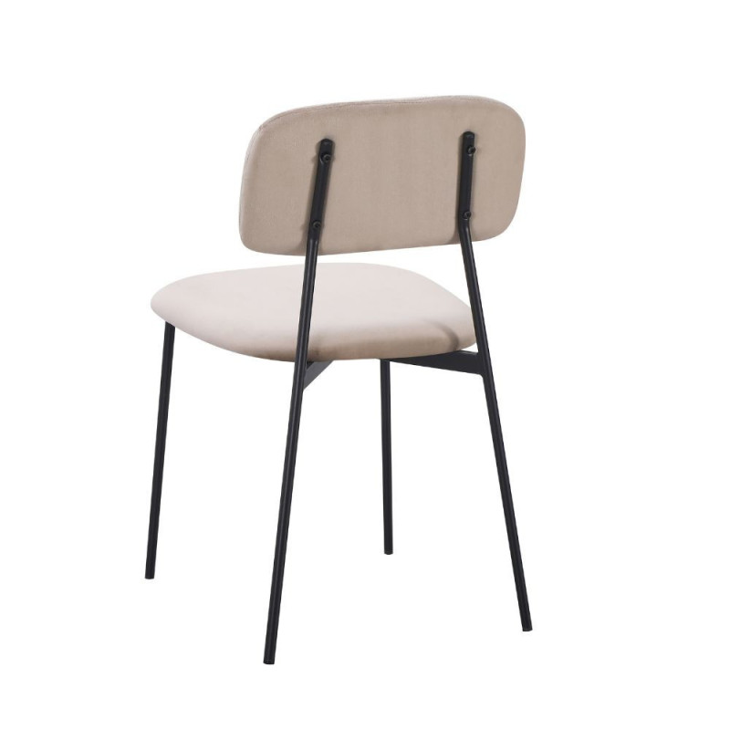 Sedia Shen in vellutino colore taupe e struttura in metallo nero set 4 pezzi