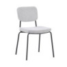 Sedia Juno in tessuto colore grigio chiaro e struttura in metallo nero set 4 pezzi