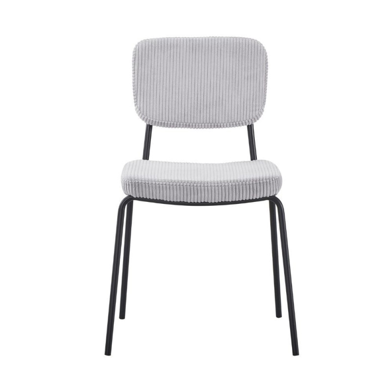 Sedia Juno in tessuto colore grigio chiaro e struttura in metallo nero set 4 pezzi