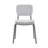Sedia Juno in tessuto colore grigio chiaro e struttura in metallo nero set 4 pezzi