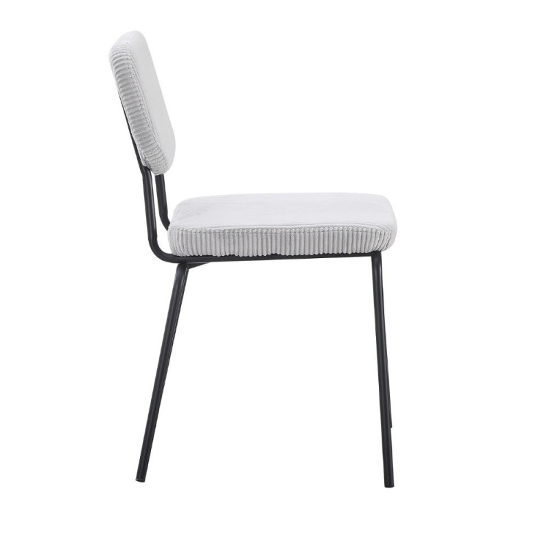 Sedia Juno in tessuto colore grigio chiaro e struttura in metallo nero set 4 pezzi