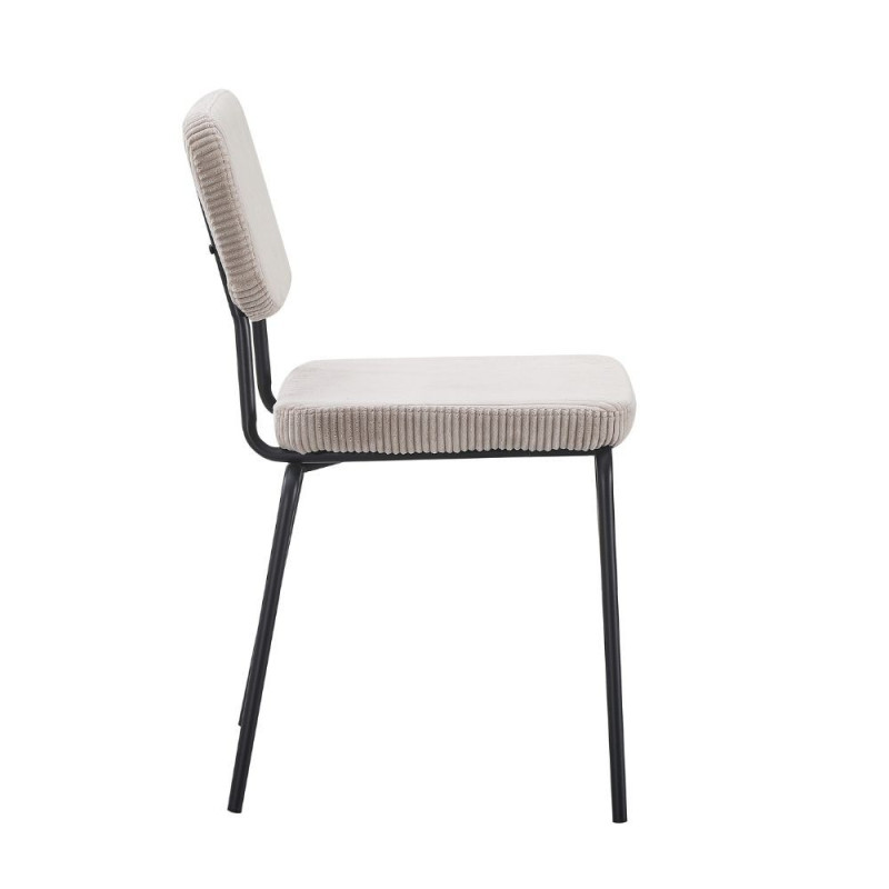 Sedia Juno in tessuto colore taupe e struttura in metallo nero set 4 pezzi